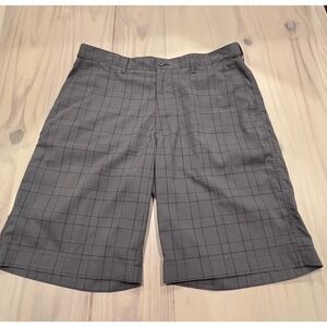 PGA Tour Mens Gray Plaid Stretch Golf Shorts Size 34 SA3468